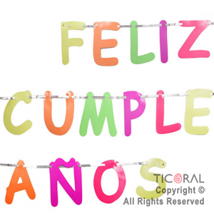 GUIRNALDA FRASE FELIZ CUMPLEA�OS FLUO GIGANTE x 1